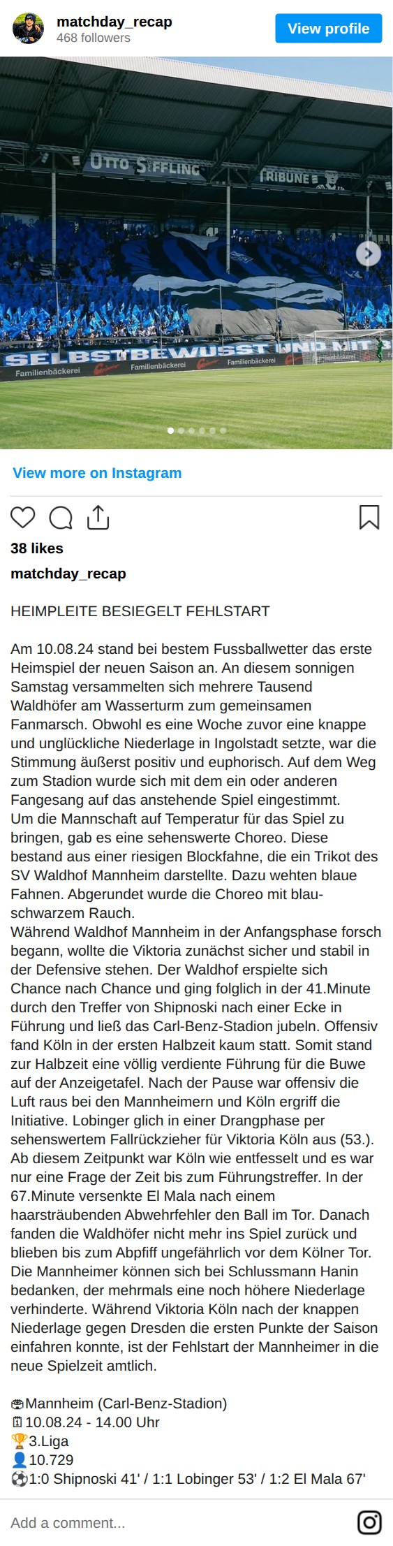 Matchbericht 10.08.2024