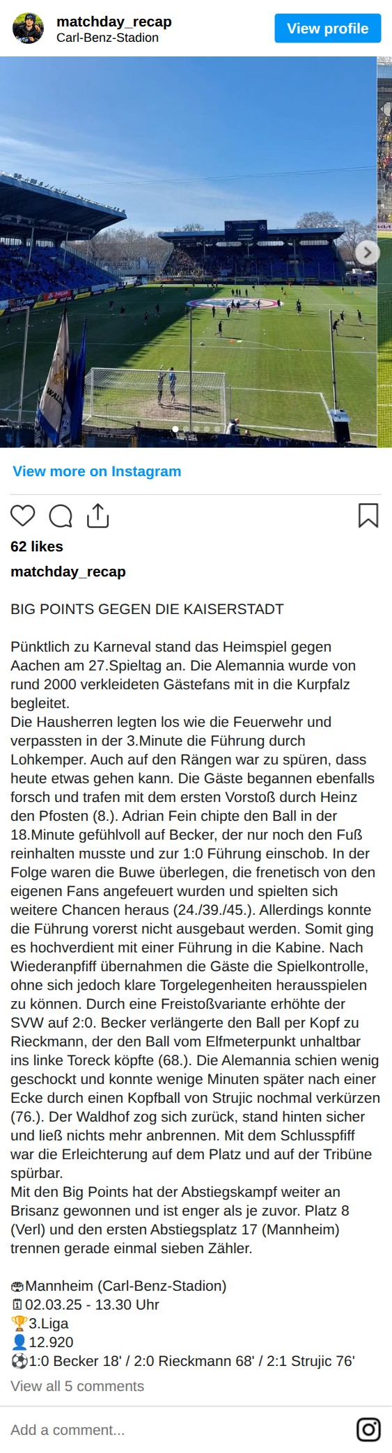 Matchbericht 02.03.2025