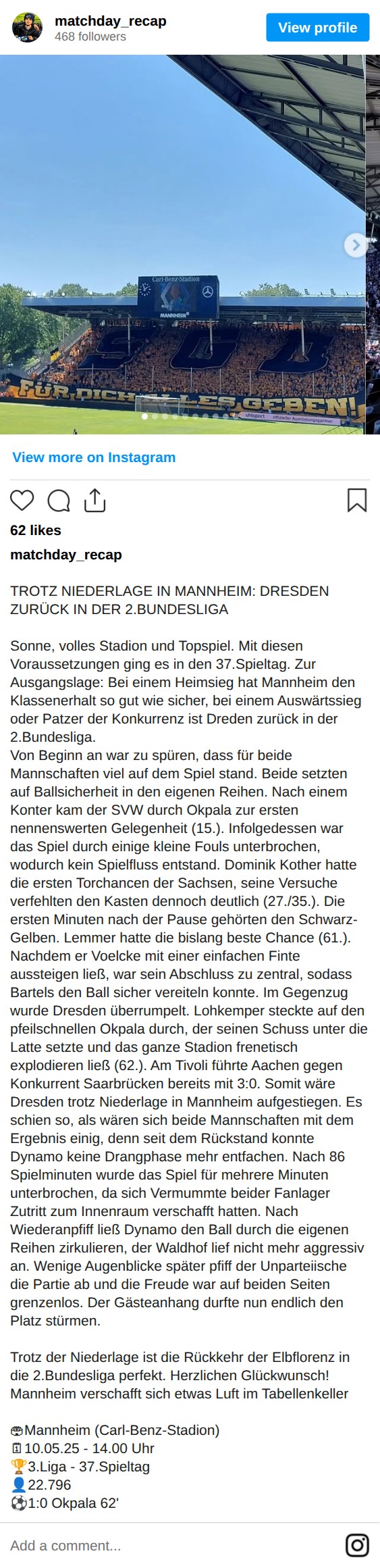 Matchbericht 10.05.2025