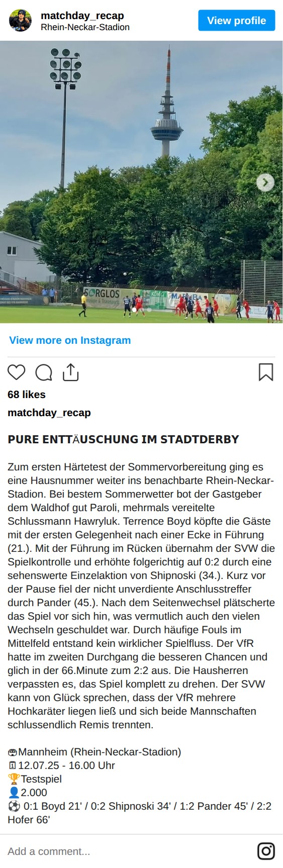 Matchbericht 12.07.2025