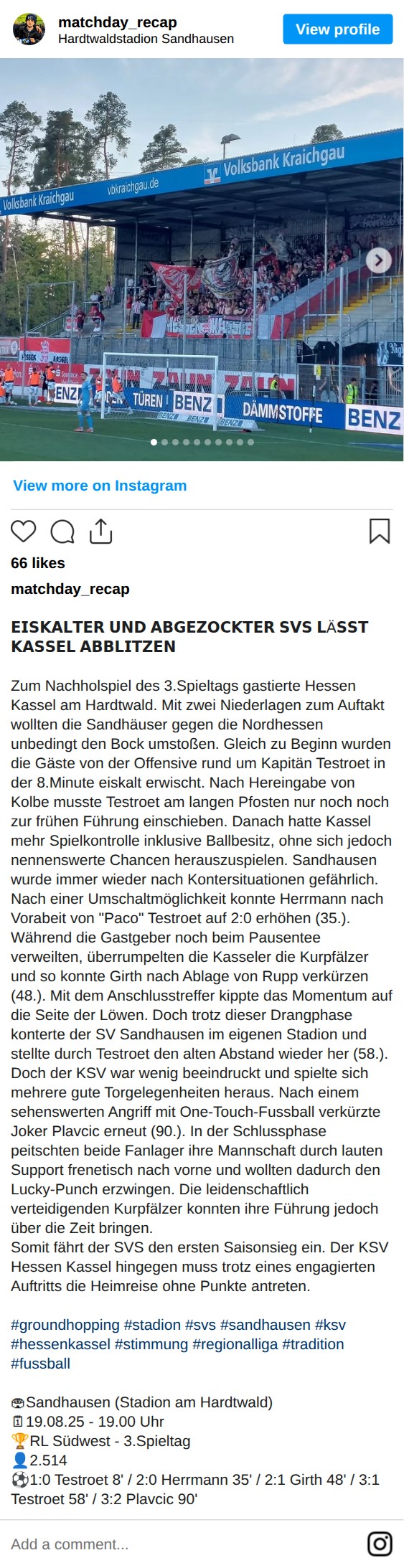 Matchbericht 19.08.2025
