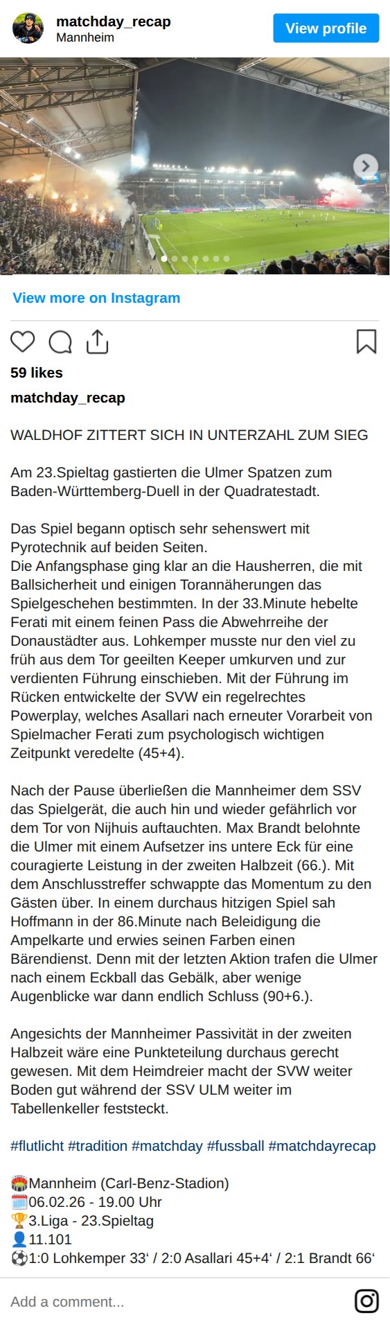 Matchbericht 06.02.2026