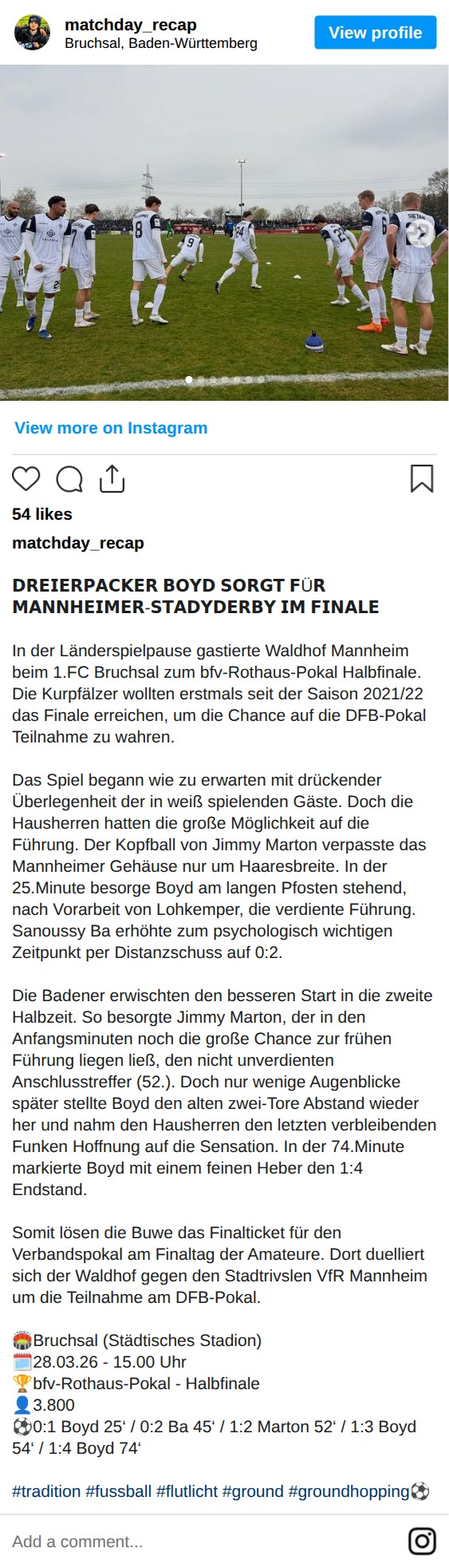 Matchbericht 28.03.2026
