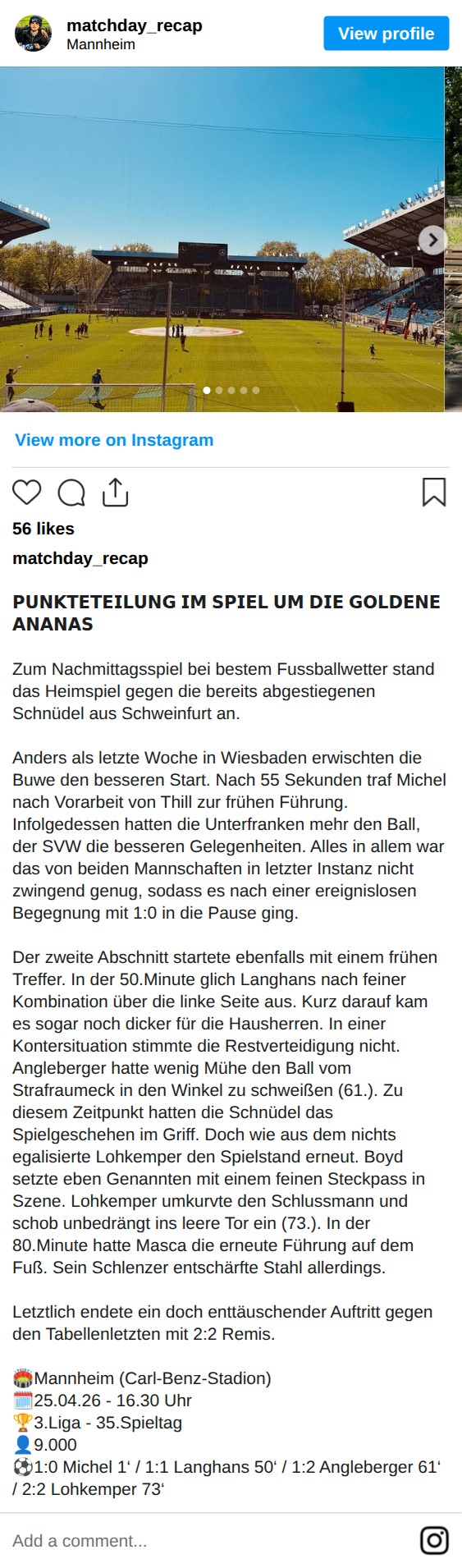 Matchbericht 25.04.2026